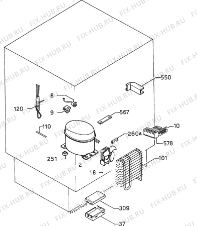 Взрыв-схема холодильника Zanussi ZRI45/4 - Схема узла Refrigerator cooling system